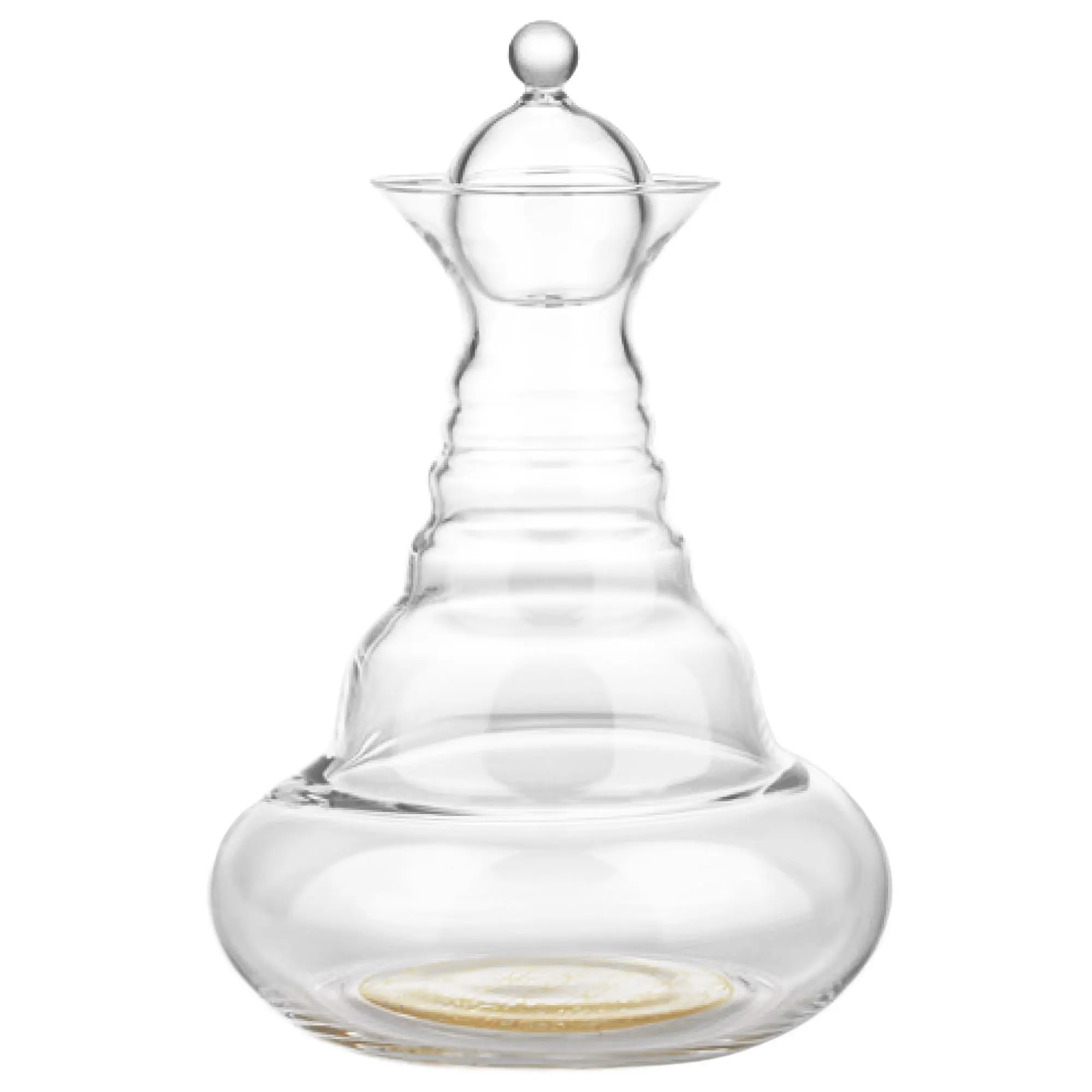 Zu sehen ist die Glas Karaffe Alladin mit rundem Glasdeckel von Acala vor weißem Hintergrund.