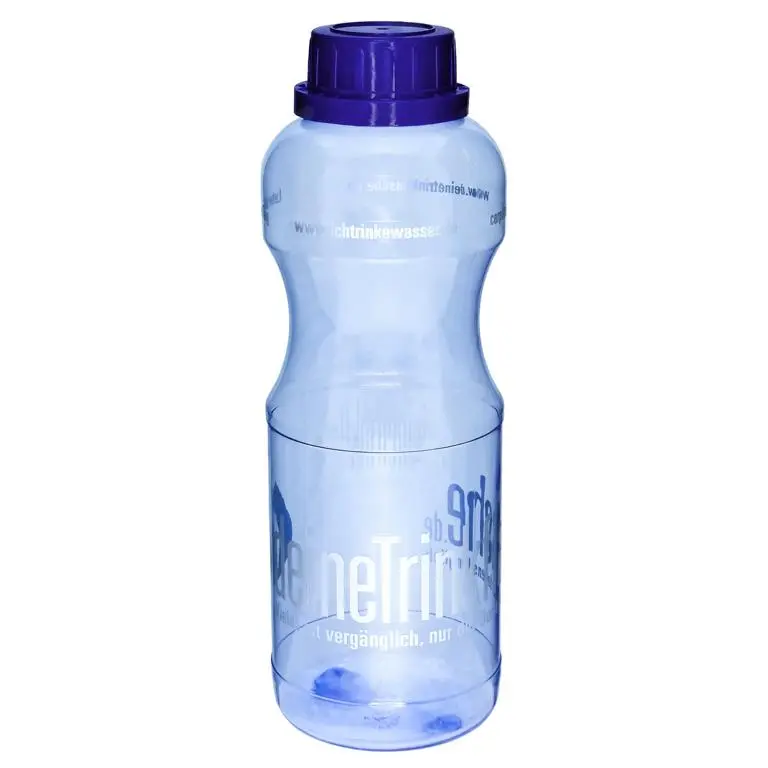 Eine blaue Tritan Trinkflasche Adam 0,75L mit dunkelblauem Schraubverschluss vor weißem Hintergrund.