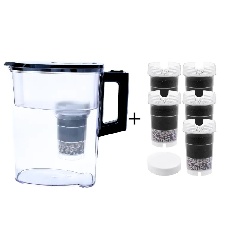 Wasserfilterkanne Nilo, inkl. einer Kartusche und einem Vorfilter-Mikroschwamm plus 5 weitere Kartuschen und einem weiteren Mikroschwamm