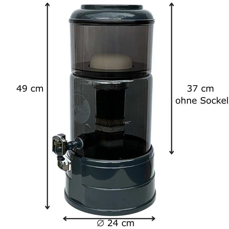 Wasserfilter mit Maßen-49cm hoch und 24 cm Durchmesser