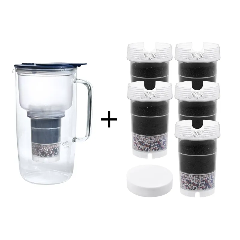 Kann den Wasserfilter Mira Inklusive einer Kartusche eine Mikroschwamm plus 5 zusätzliche Kartuschen und einen zusätzlichen Mikroschwamm unter Deckel Farbe Blau