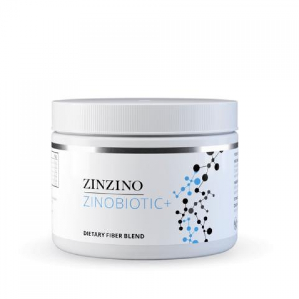 ZinoBiotic+ für Ihre Darmgesundheit Zu sehen ist eine weiße Dose mit weißem Schraubdeckel vor weißem Hintergrund. Das Bild zeigt das Nahrungsergänzungsmittel Zinobiotic in Pulverform. Es ist eine spezielle Mischung aus 8 natürlichen Ballaststoffen.