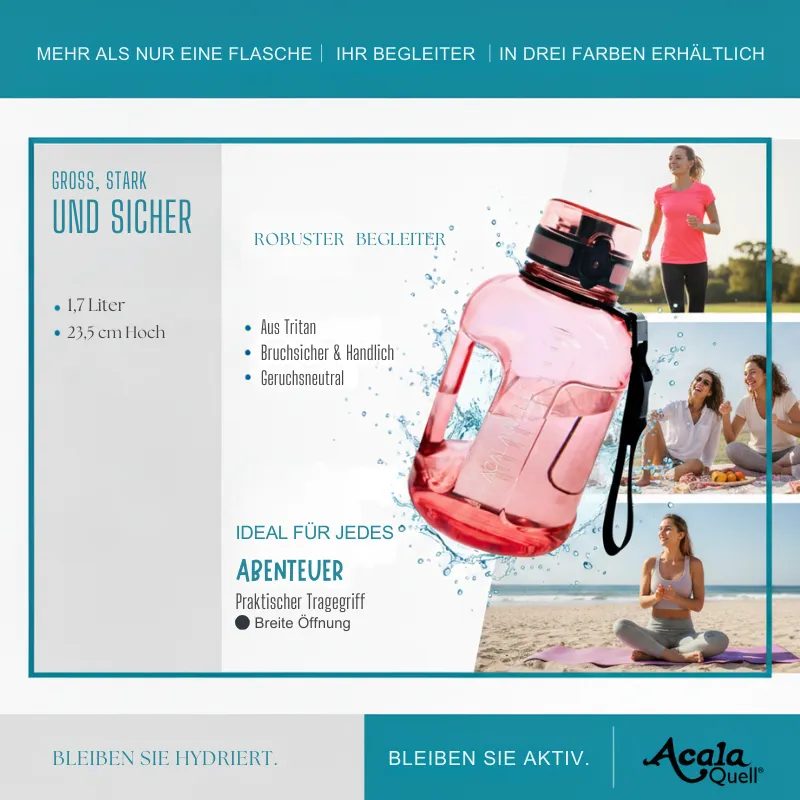Collage mit der Tritanflasche MaxiGo in Rosa