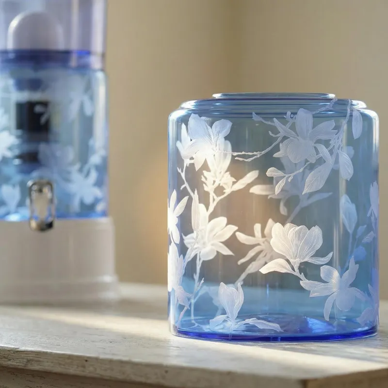 10 Liter Glas mit Handgravur Magnolie-mit ganzem Grande