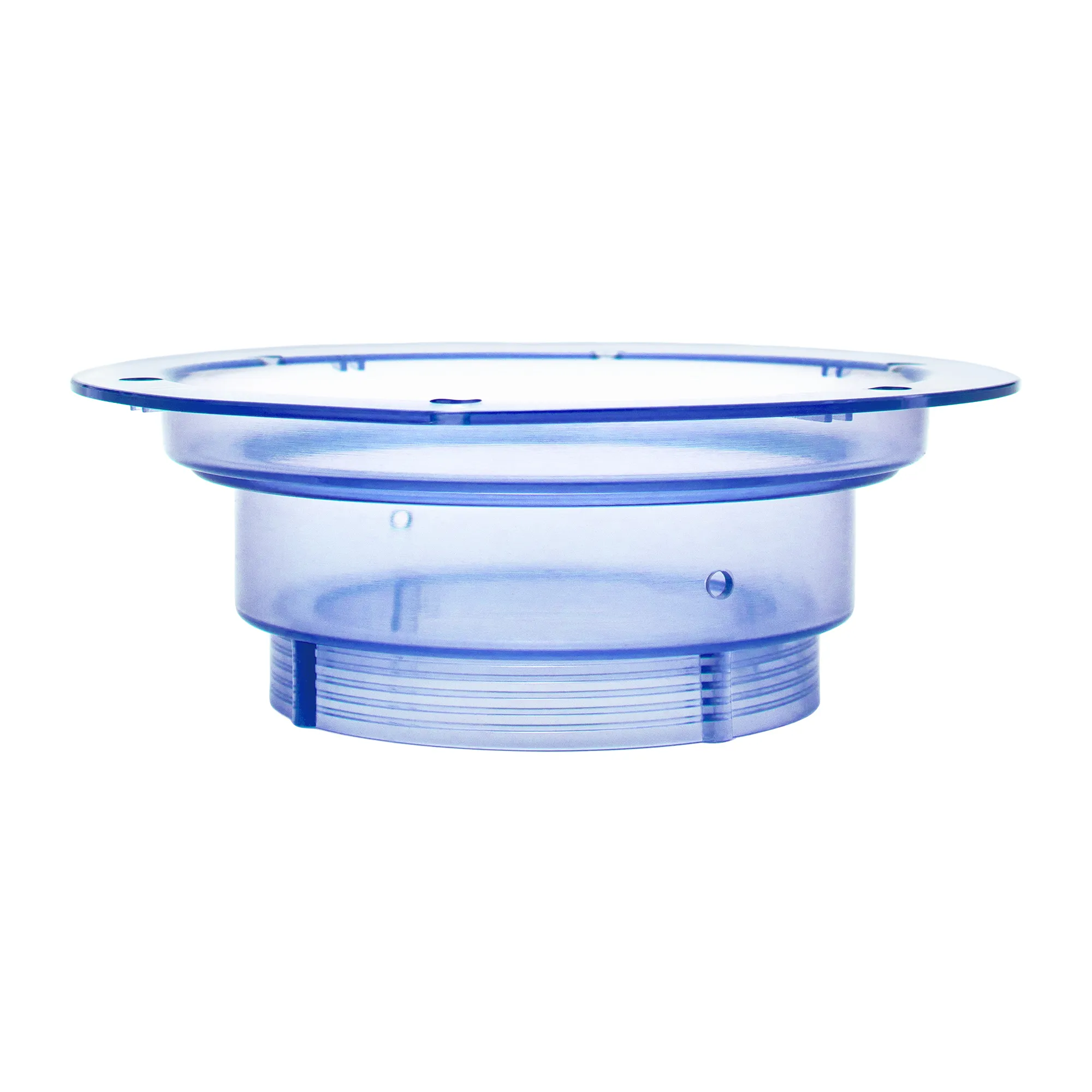 Gewindering für AcalaQuell® Smart, Luna, Grande und Advanced Gewindering blau transparent für die AcalaQuell Stand Wasserfilter Smart, Luna, Grande und Advanced vor weißem Hintergrund.