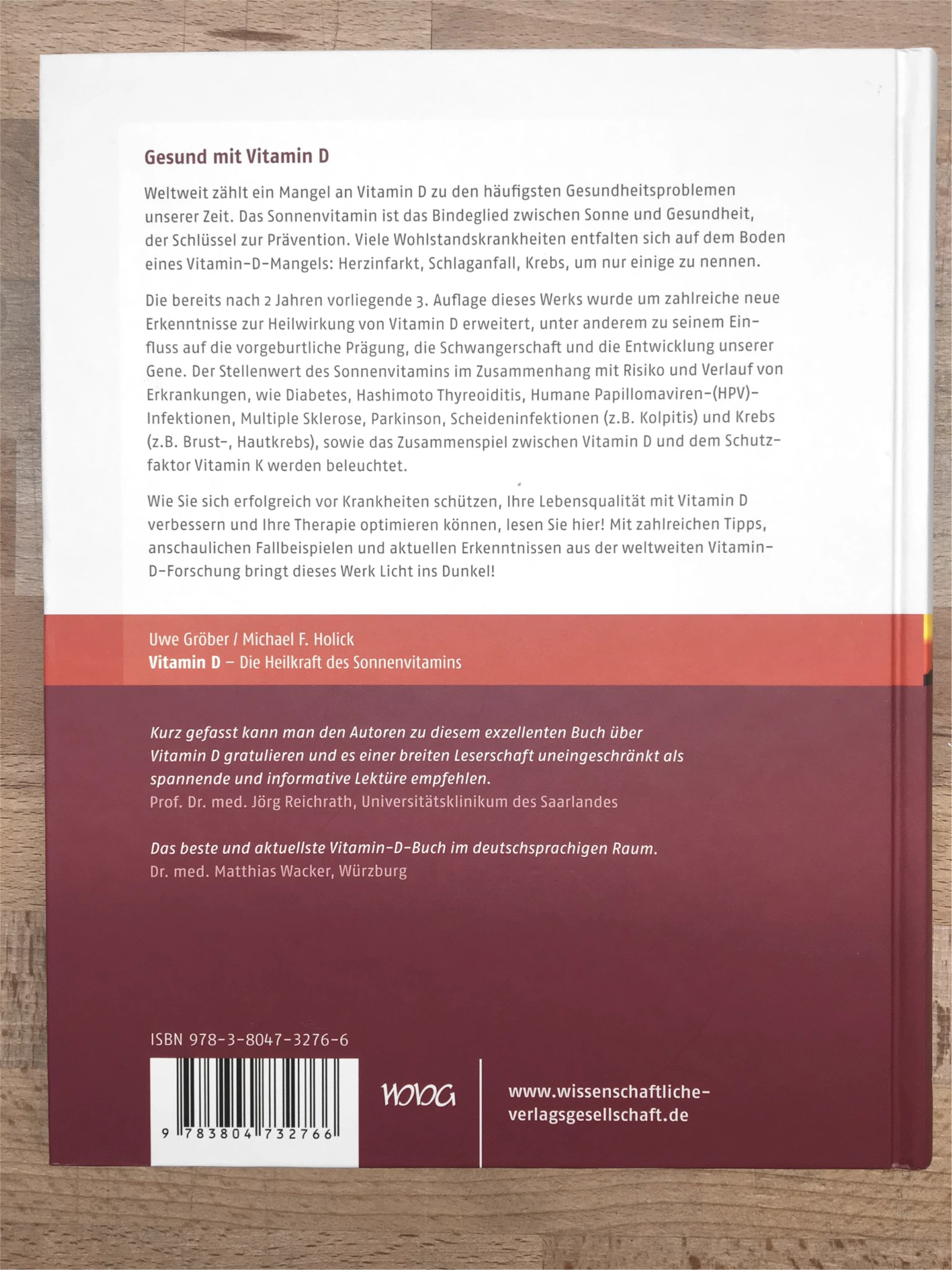 Zu sehen ist die Rückseite des Buches „Gesundheit mit Vitamin D“.