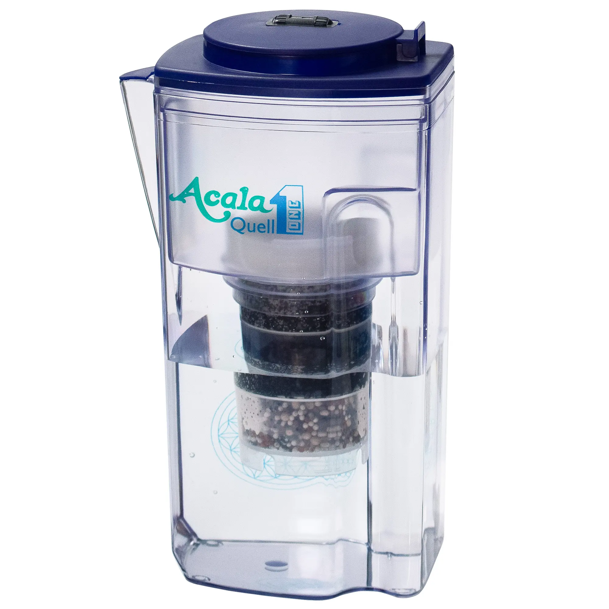 Kannenfilter One mit Kartusche, Mikroschwamm und leckerem, gefiltertem Wasser im unteren Tank