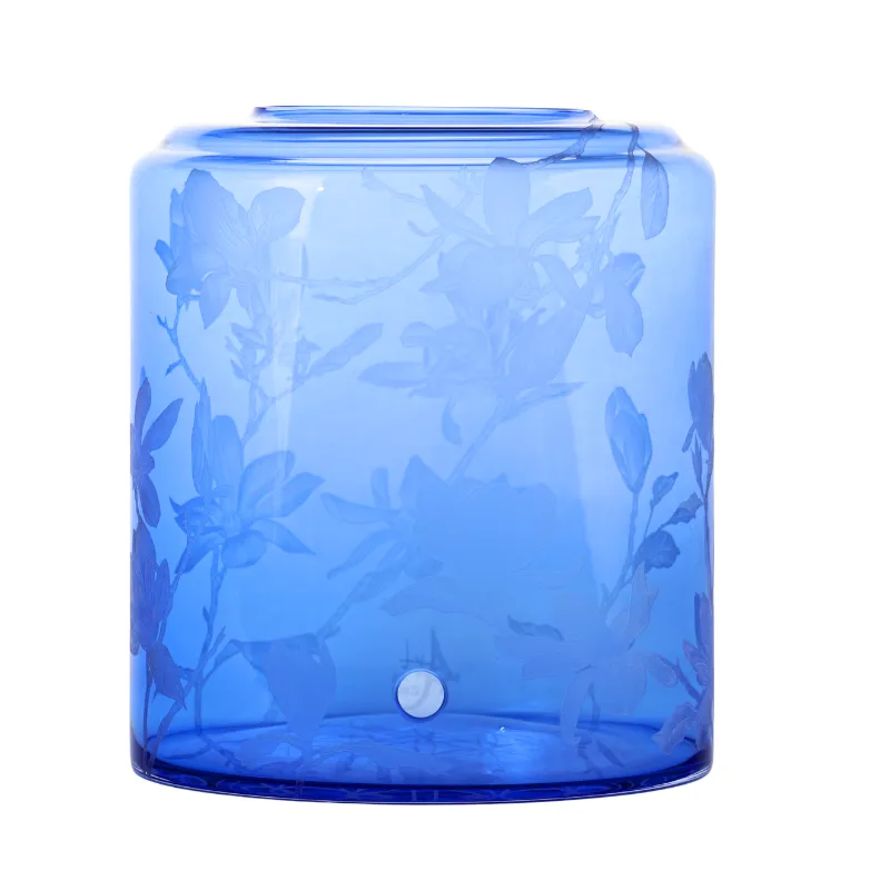 10 Liter Glas mit Handgravur Magnolie-vorne