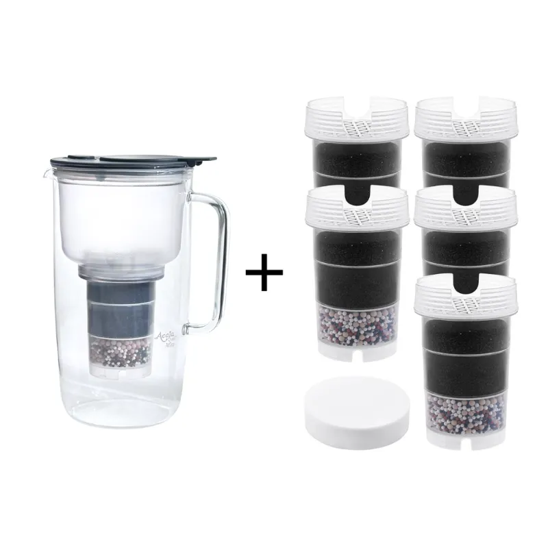 Glas kann in Filter Mira Mit Anthrazitfarbe dem Deckel plus 5 Zusatzkartuschen und einem zusätzlichen Schwamm