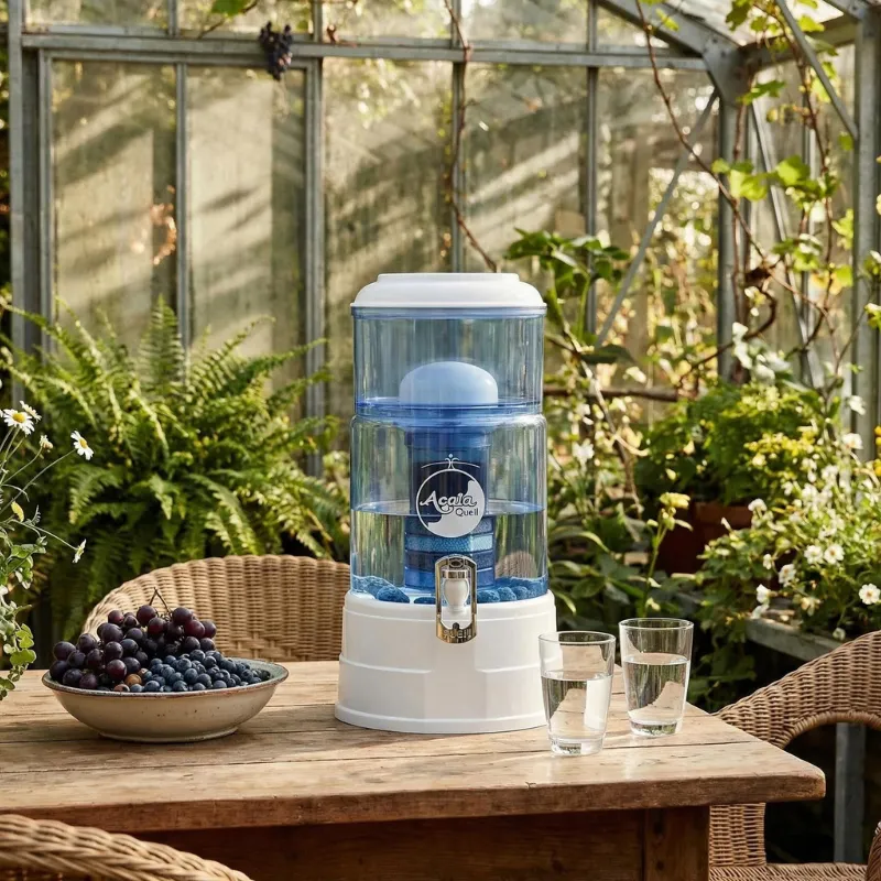 Standfilter Mini, auf einem Tisch im Gewächshaus