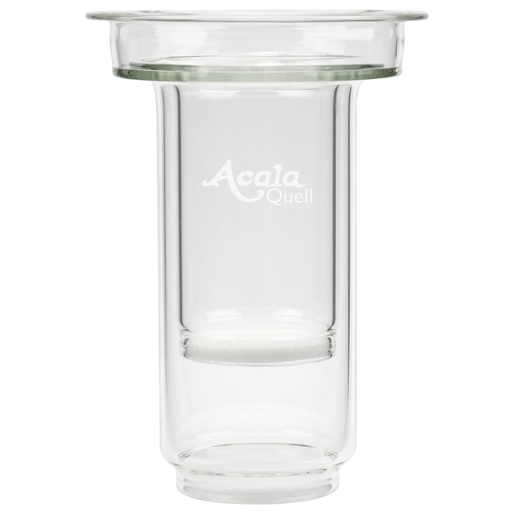 Wiederbefüllbare Filterkartusche aus Glas für die Acala Stand Wasserfilter, weißer Hintergrund.