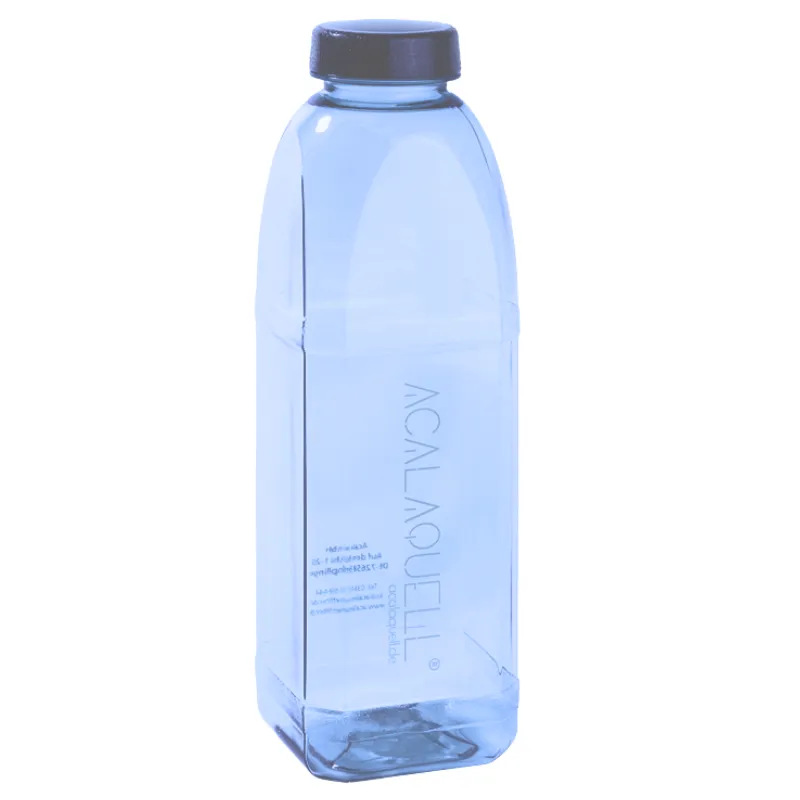 Ein Liter Tritanflasche in Blau Seitliche Ansicht