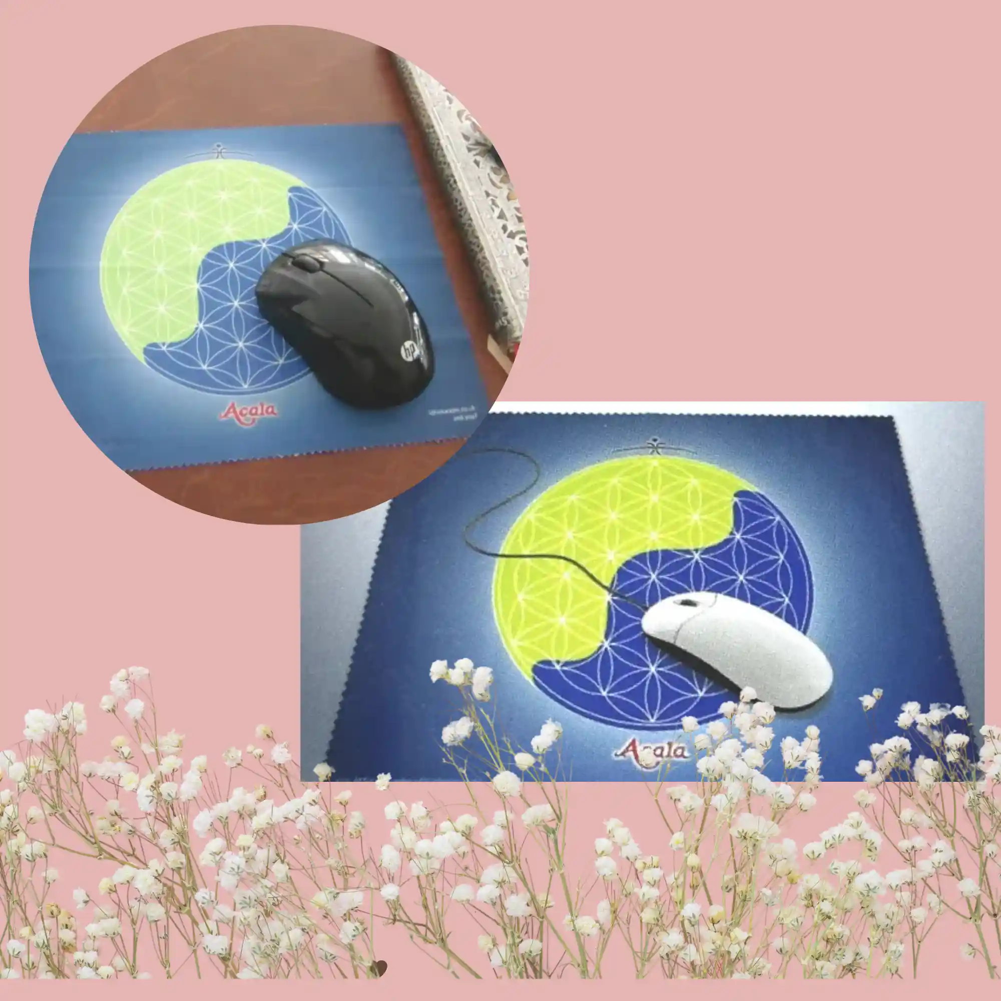 Mauspad aus Stoff mit einer Maus darauf