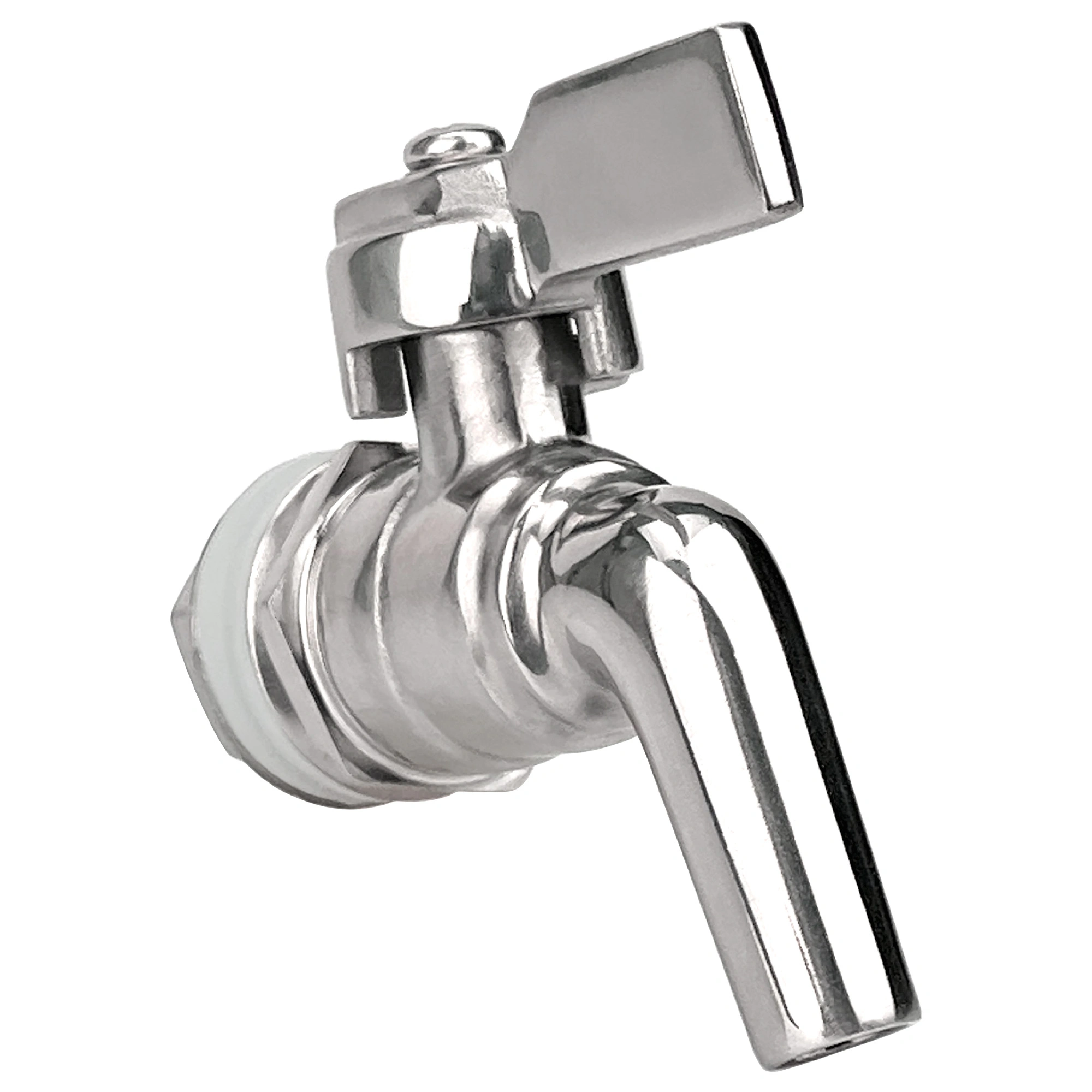 Edelstahlhahn Pollack für Acala Standfilter Edelstahl Wasserhahn, Modell Pollack für Acala Stand Wasserfilter vor weißem Hintergrund.