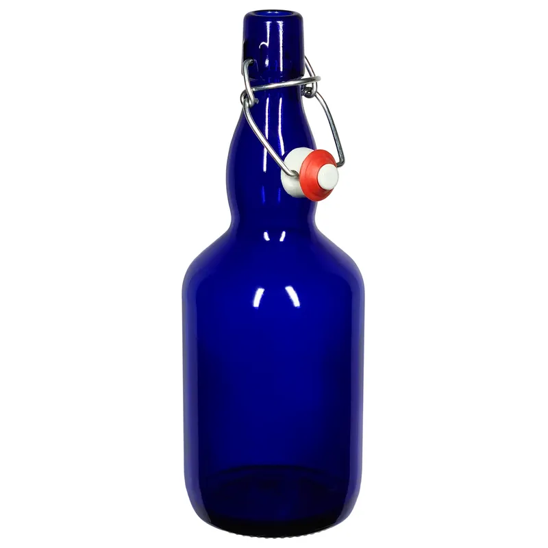 Blauglasflasche mit Bügelgriff 075 Liter