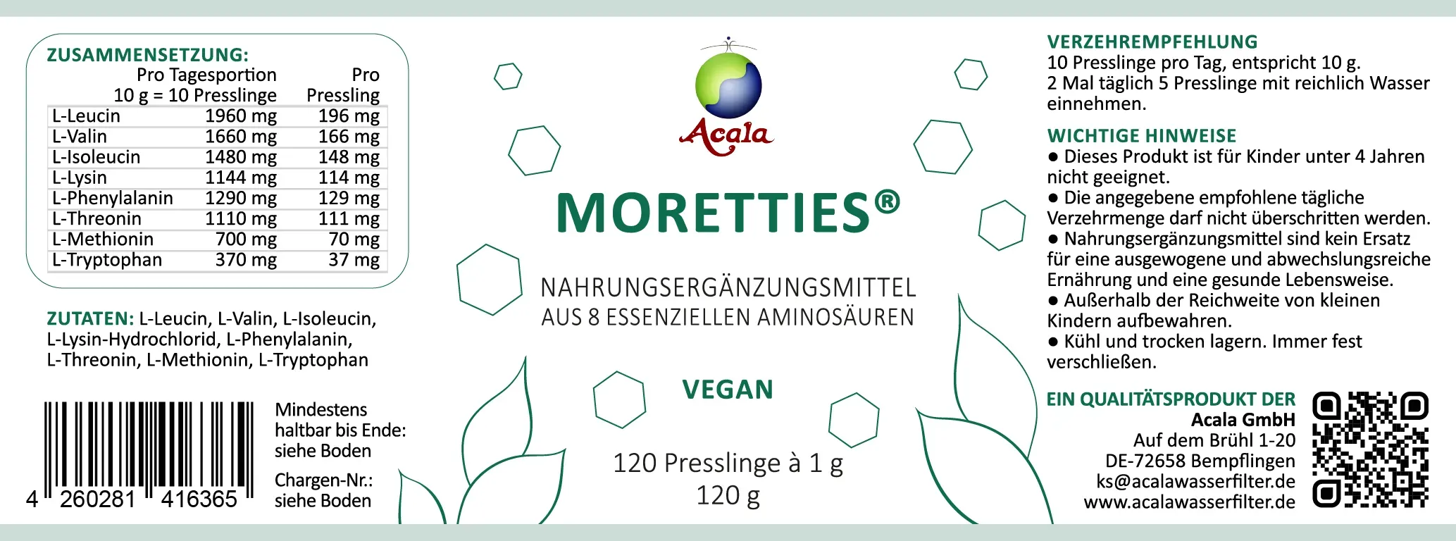 Etikett für Maretties Presslinge