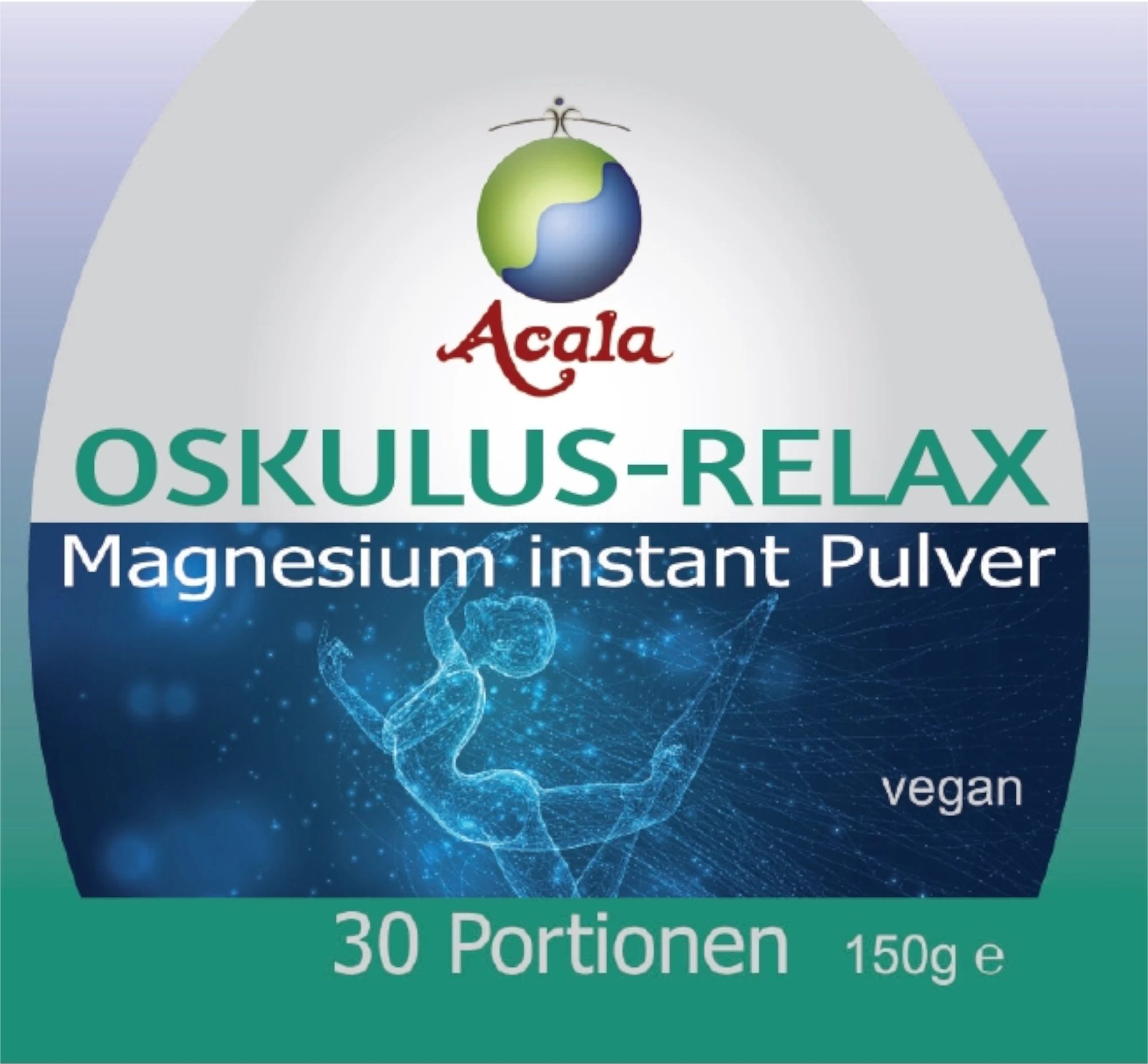 Zu sehen ist der Hauptteil des Etiketts von Oskulus Relax Magnesium instant Pulver.