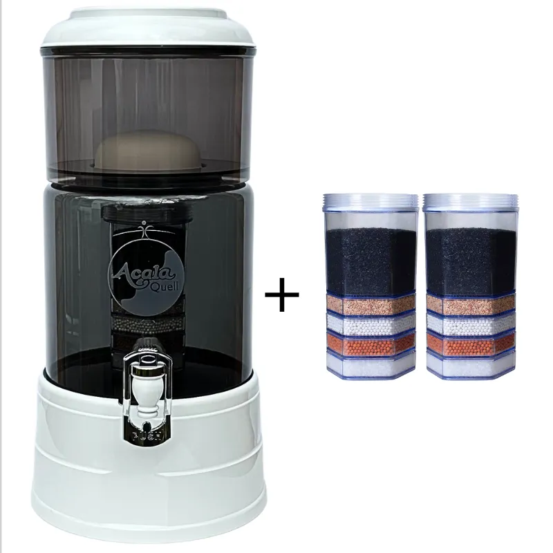 Standwasserfilter mini Mit weißem Deckel und Sockel anthrazitfarbenen Gehäuse plus 2 Ersatzkartuschen