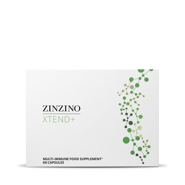 Zu sehen ist ein flacher Karton. Das Bild zeigt das Nahrungsergänzungsmittel Xtend+ von Zinzino. Es ist für das Immunsystems und ist eine gute Quelle für Mikro- und Phytonährstoffe, darunter 22 essentielle Vitamine und Mineralstoffe.
