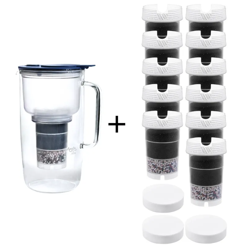 Karaffen Wasserfilter Mira Als Sparpaket inklusive eine Mikroschwamm einer Kartusche plus 11 weiteren Kartuschen und 3 weiteren Schwämmen