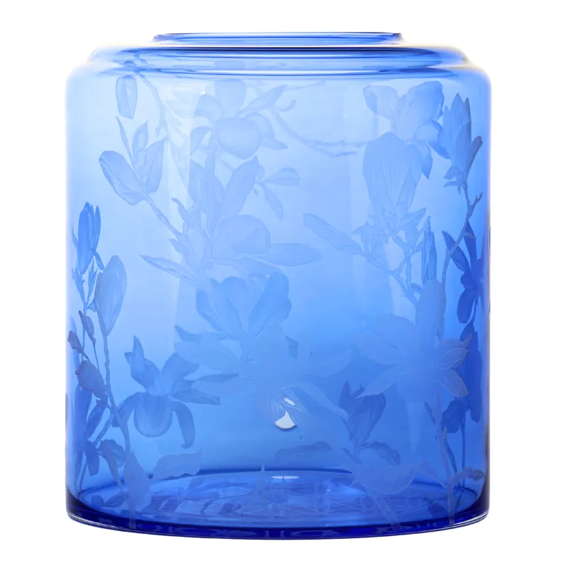 10 Liter Glas mit Handgravur Magnolie-hinten