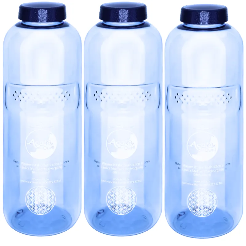 Dreier Set,1L Tritanflasche mit Acala Logodruck und Druck Blume des Lebens