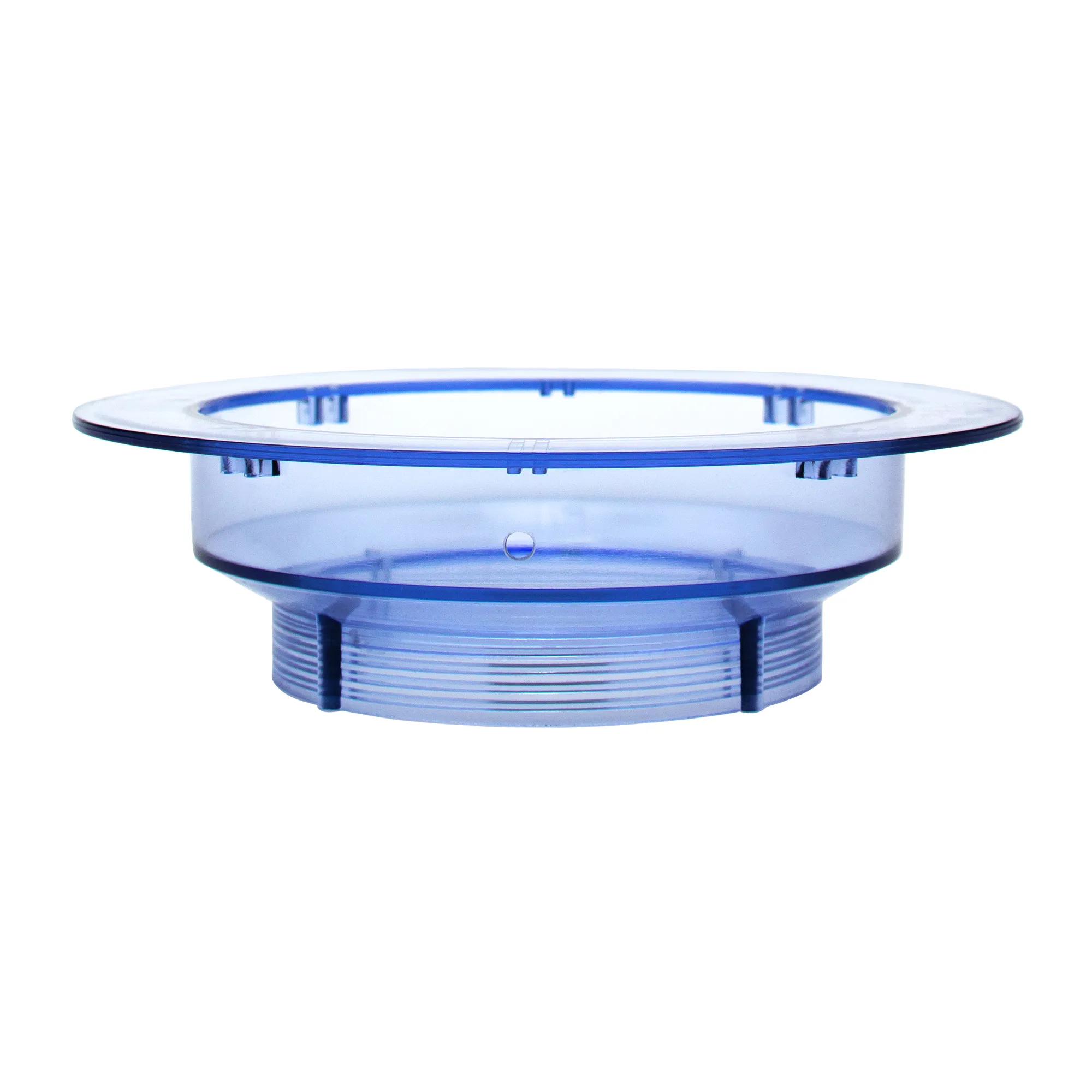 Gewindering für AcalaQuell® Mini, Midi Gewindering blau transparent für die AcalaQuell Mini und Midi vor weißem Hintergrund.