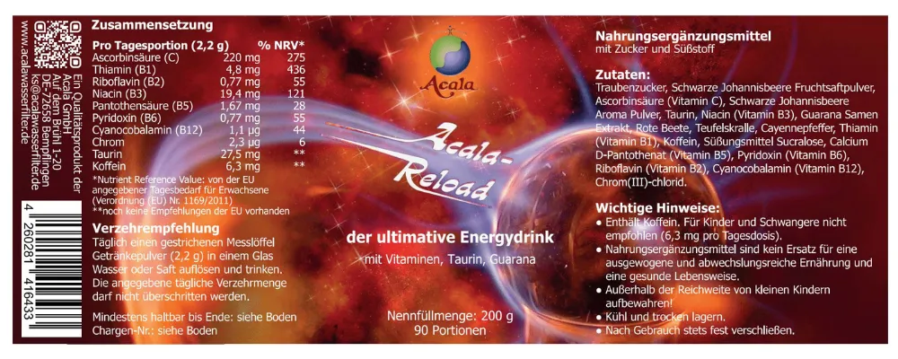 Das gesamte Etikett das Produkt das Reload