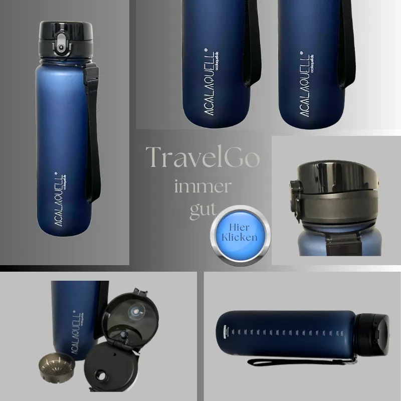 Tritanflasche, 1Liter in blau mit Sicherheitsverschluss