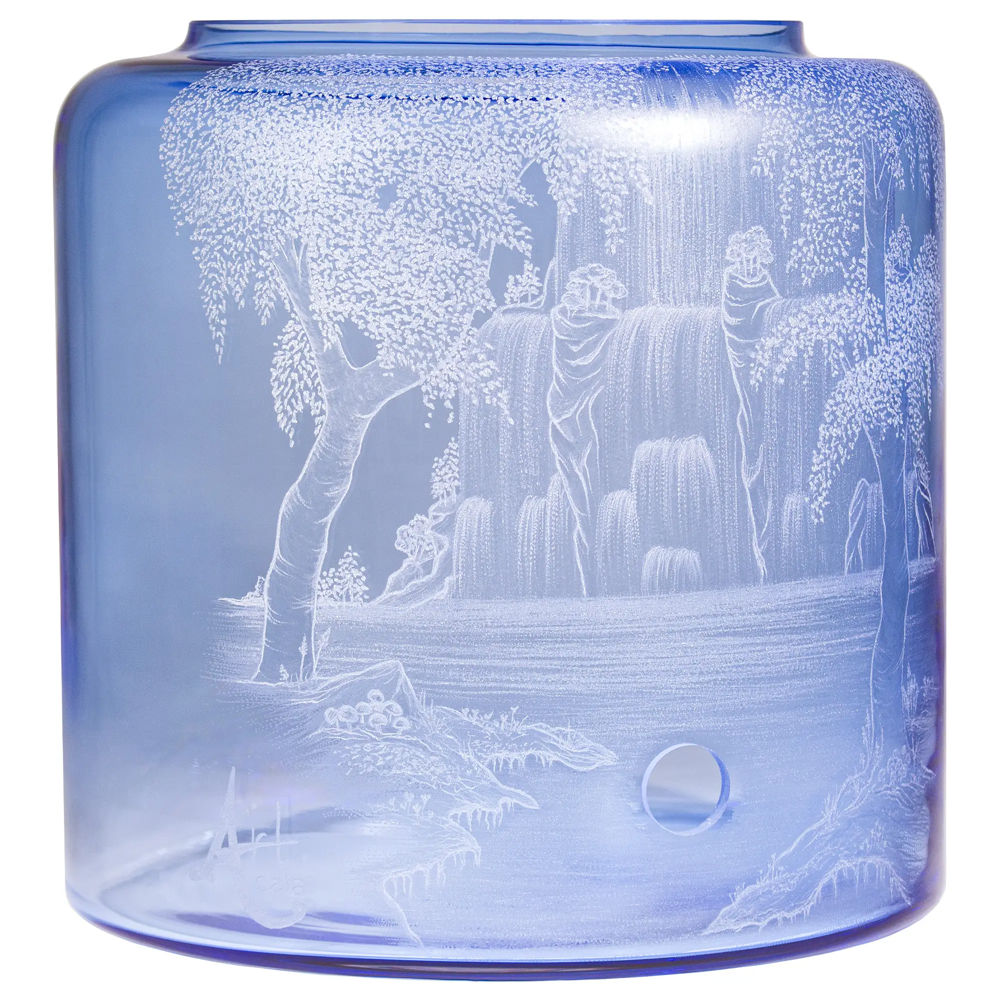 Nur das 5 Liter Glas mit der Gravur des Waserfalls von rechts