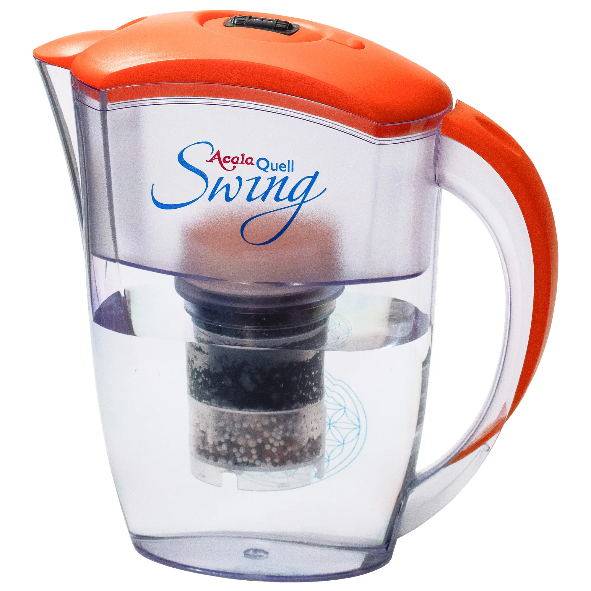 Kannenfilter Swing mit Kartusche, Mikroschwamm und leckerem, gefiltertem Wasser im unteren Tank