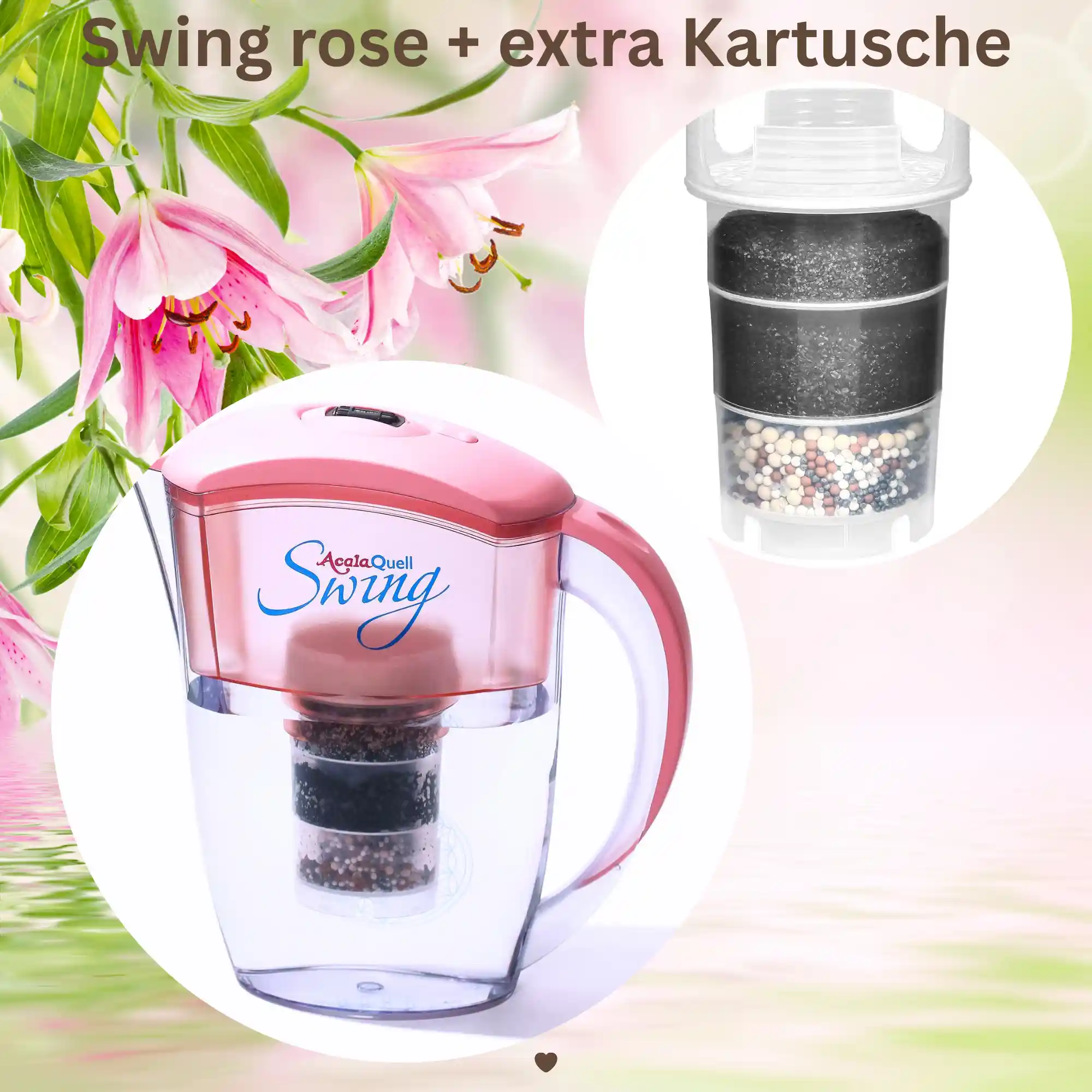 Rosa Kannenfilter Swing und eine Filterkartusche