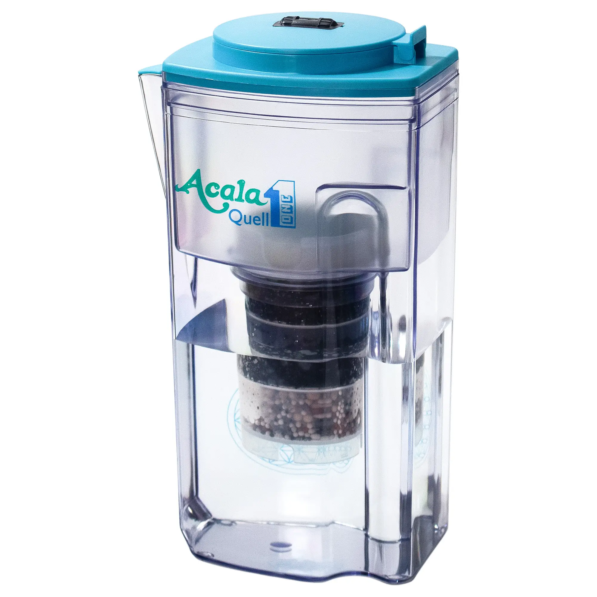 Kannenfilter One mit Kartusche, Mikroschwamm und leckerem, gefiltertem Wasser im unteren Tank