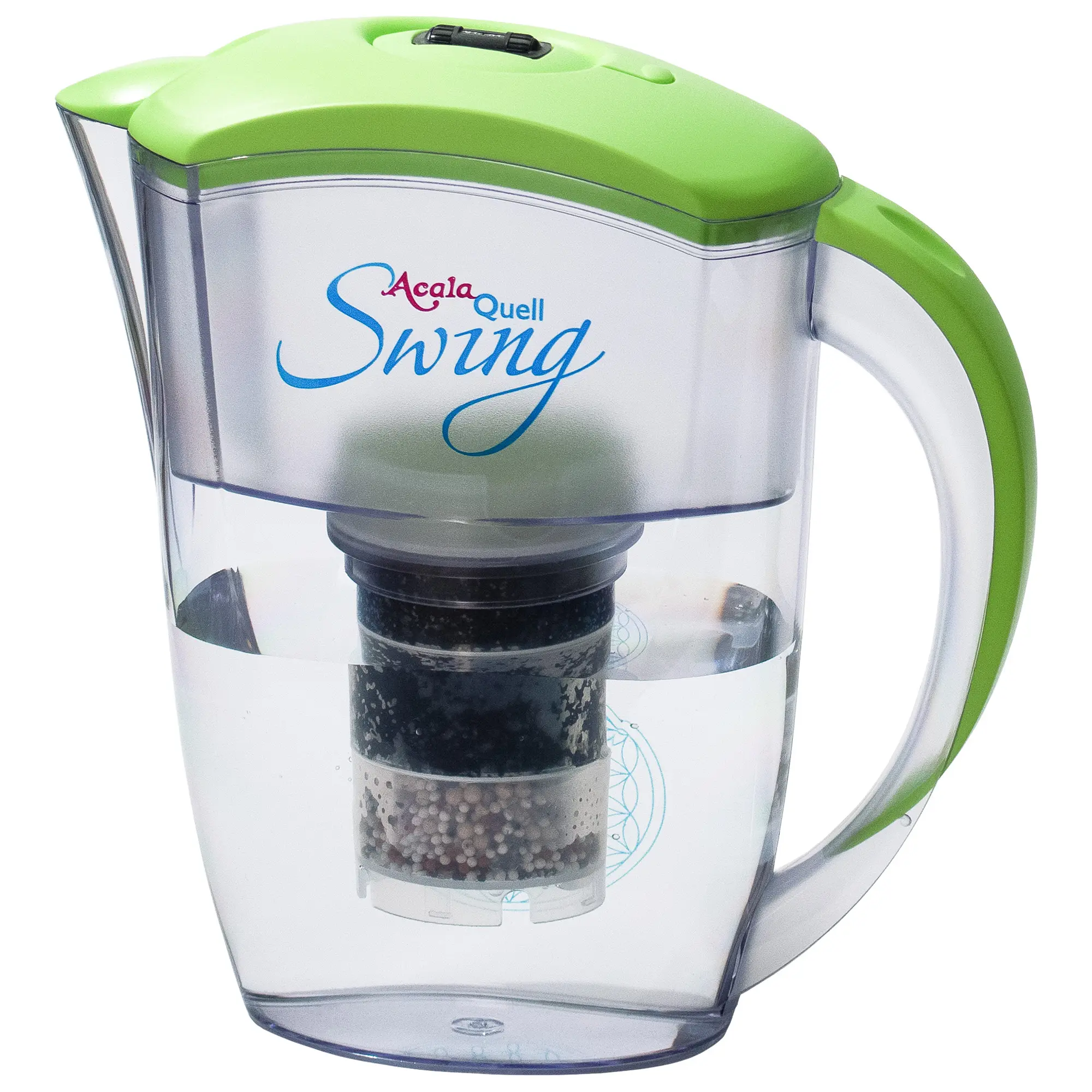 Kannenfilter Swing mit Kartusche, Mikroschwamm und leckerem, gefiltertem Wasser im unteren Tank