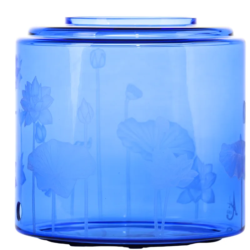 8Liter Glas mit Handgravur Lotus links