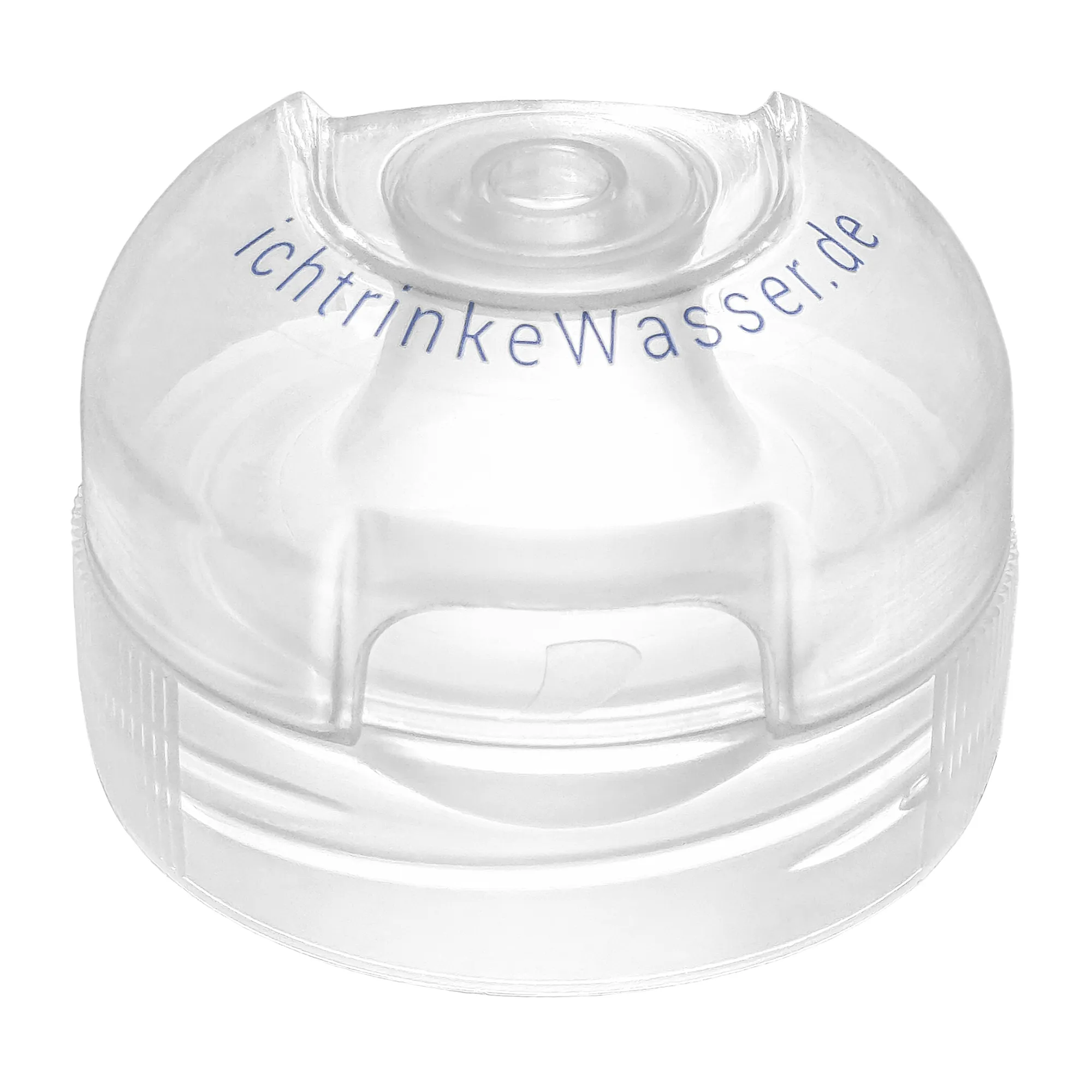 Klappdeckel für Grip und 8-Kant Acala Tritan Trinkflaschen Ein transparenter Klappdeckel für Acala Tritan Trinkflaschen Grip und 8 Kant vor weißem Hintergrund.
