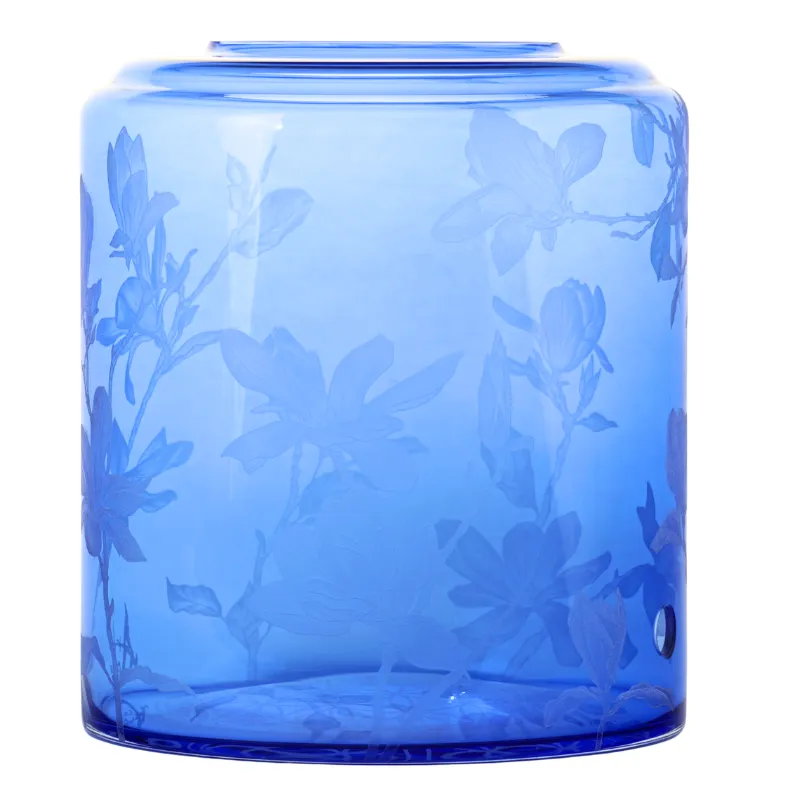 10 Liter Glas mit Handgravur Magnolie-rechts