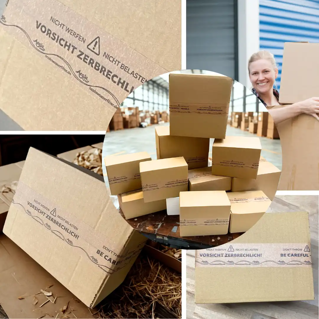 Nachhaltiges Klebeband aus Papier auf Kartons